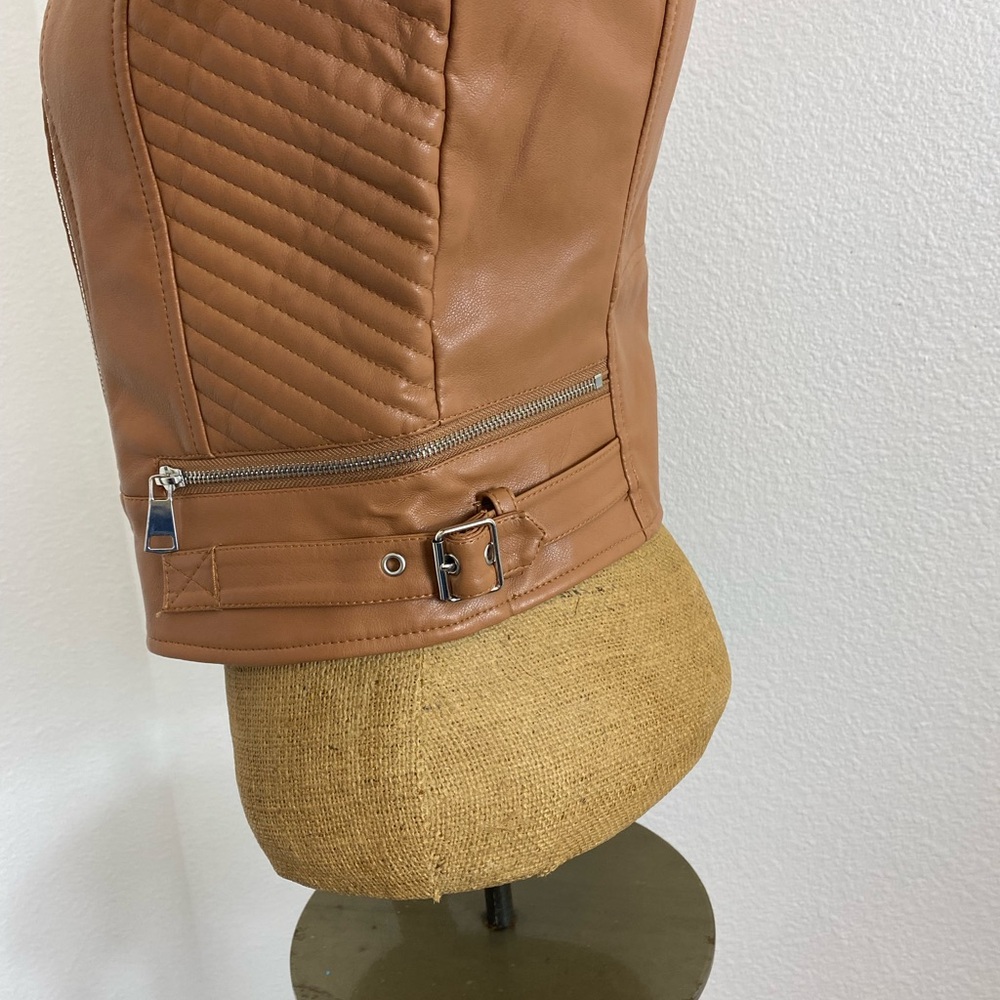 Azalea Wang Faux Leather Biker Jacket L Crop Quilted Detail Nordstrom Rack NWT - Picture 7 of 12
